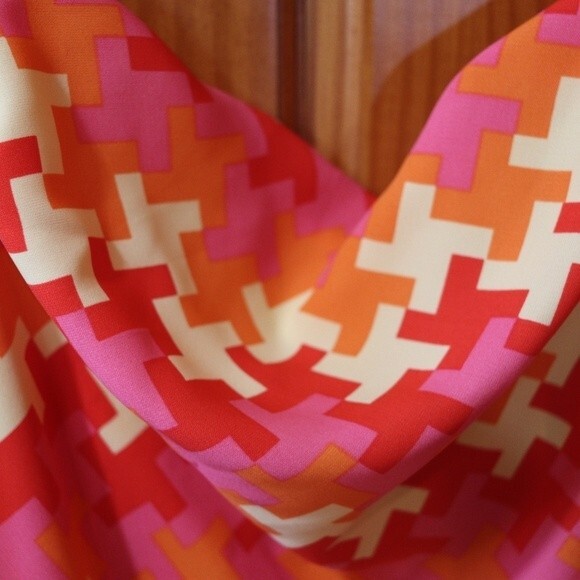 Shoshanna Pink & Orange Geometric Print Tank Dress 12 Y2K Chevron Striped Bright - Picture 11 of 12
